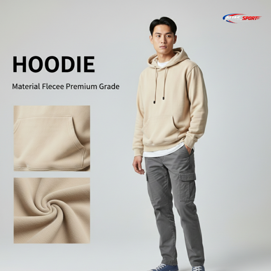 Sweater Hoodie Pria Warna Cream – Clean Look & Modern