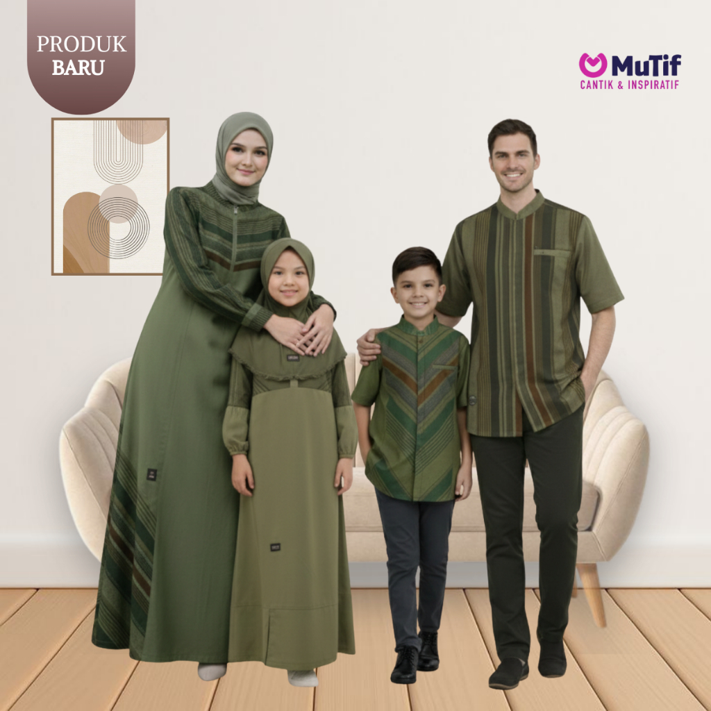 Mutif - Baju Sarimbit Couple Keluarga Gamis Koko Ayah Ibu Anak Laki Laki Perempuan Katun XXL 3XL 4XL