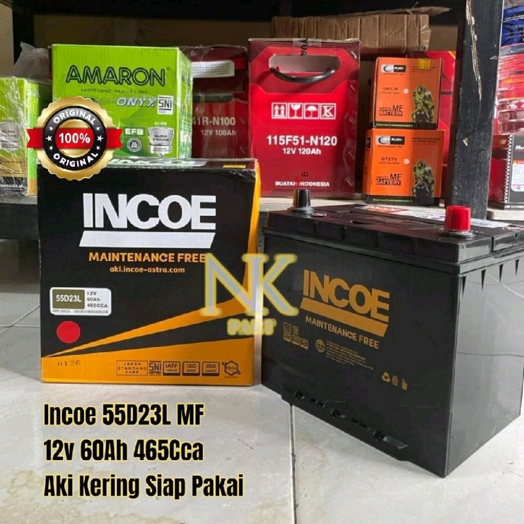 Aki Mobil Toyota Fortuner Bensin, Innova Bensin Incoe 55D23L MF 60Ah