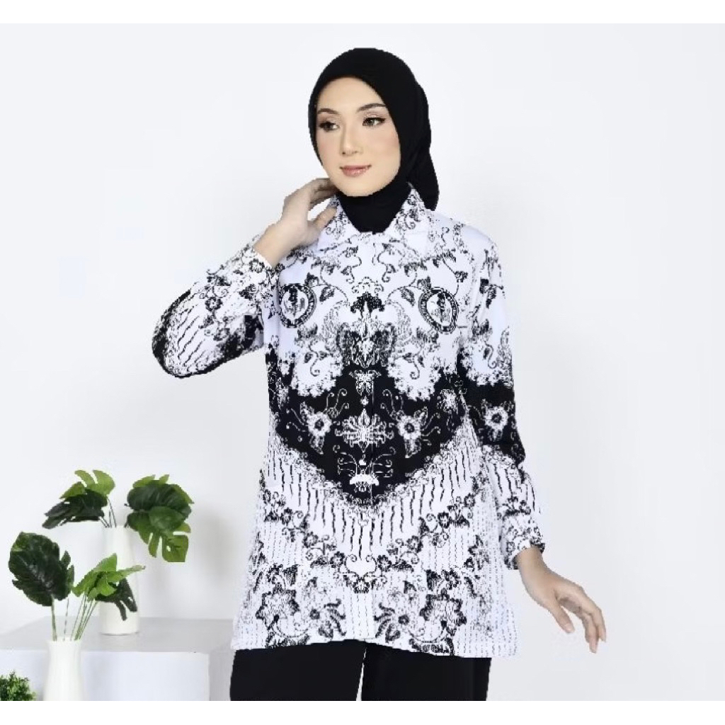 Kemeja Batik Pgri Wanita Katun Bsy Jumbo S-XXL