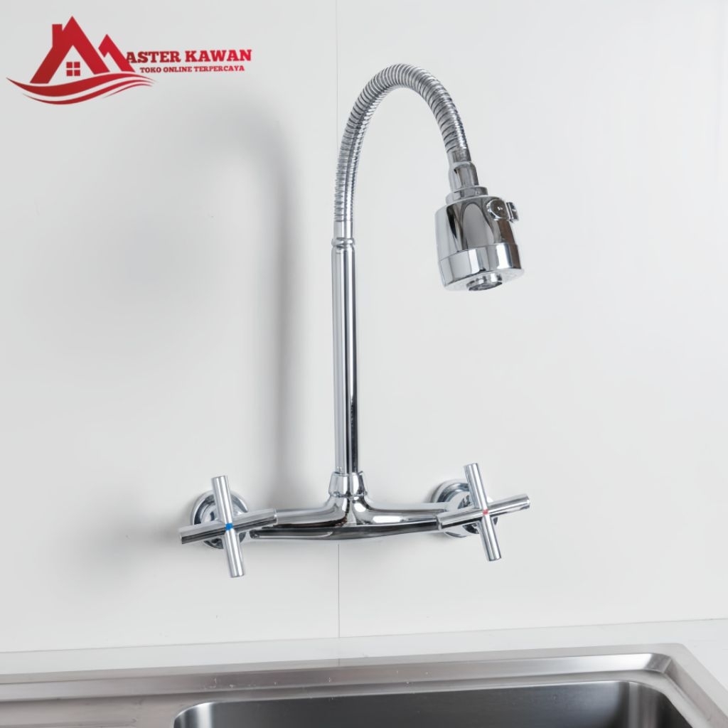 Kran Kitchen Sink Panas Dingin Fleksibel Tembok /Kran Sink Mixer Fleksibel Dinding