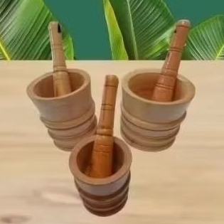 lesung kayu jumbo / lesung besar set / cobek  kayu sedang / cobek kayu kecil / cobekan  /  lumpang k