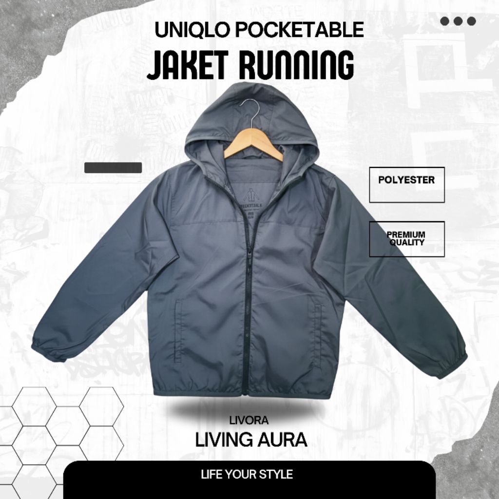 Jacket Uniqlo Pocketable Warna Abu Like New