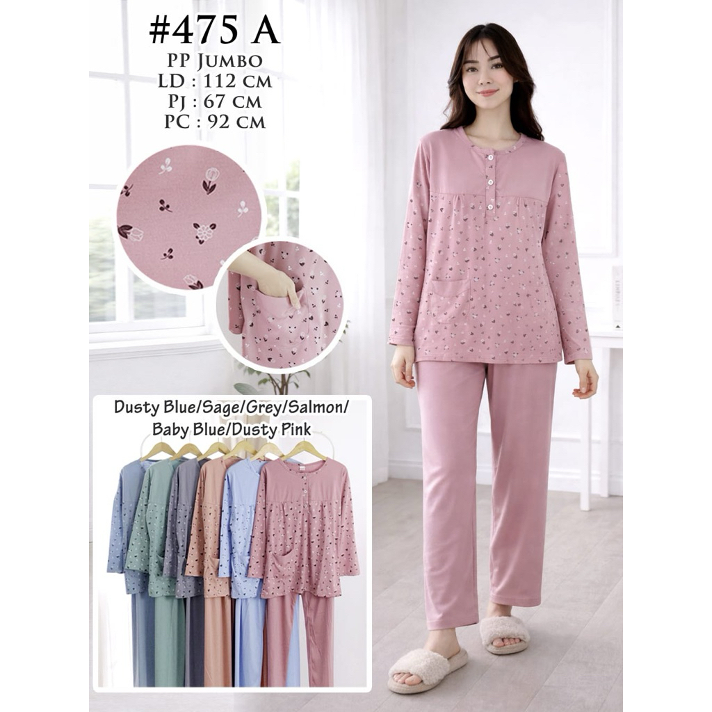 set lengan panjang celana panjang jumbo katun soft Benova