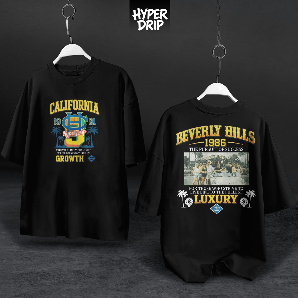 HYPERDRIP - OVERSIZE T-Shirt " CALIFORNIA " | Kaos Oversize Unisex | Cotton Combed 20s Tebal | Baju 