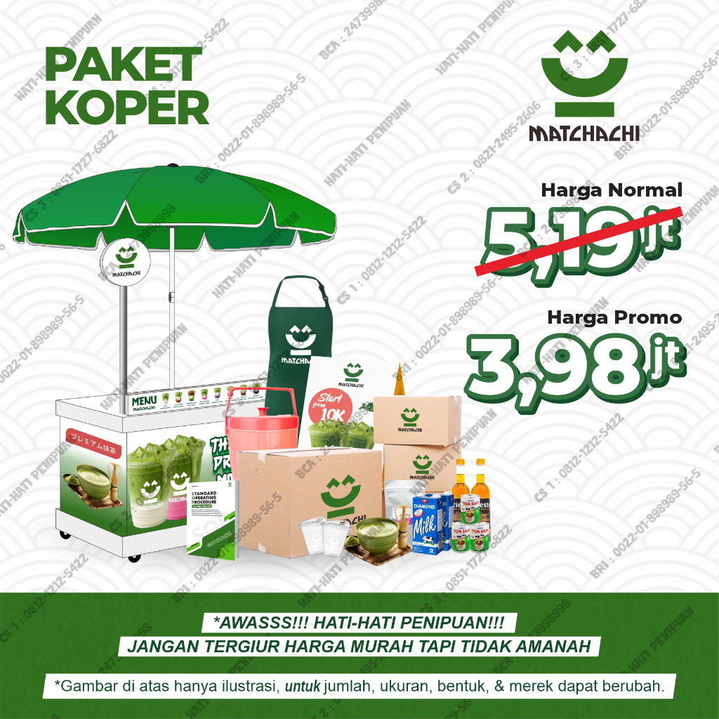Paket Usaha Minuman Matcha Lengkap - Booth Koper Matchachi