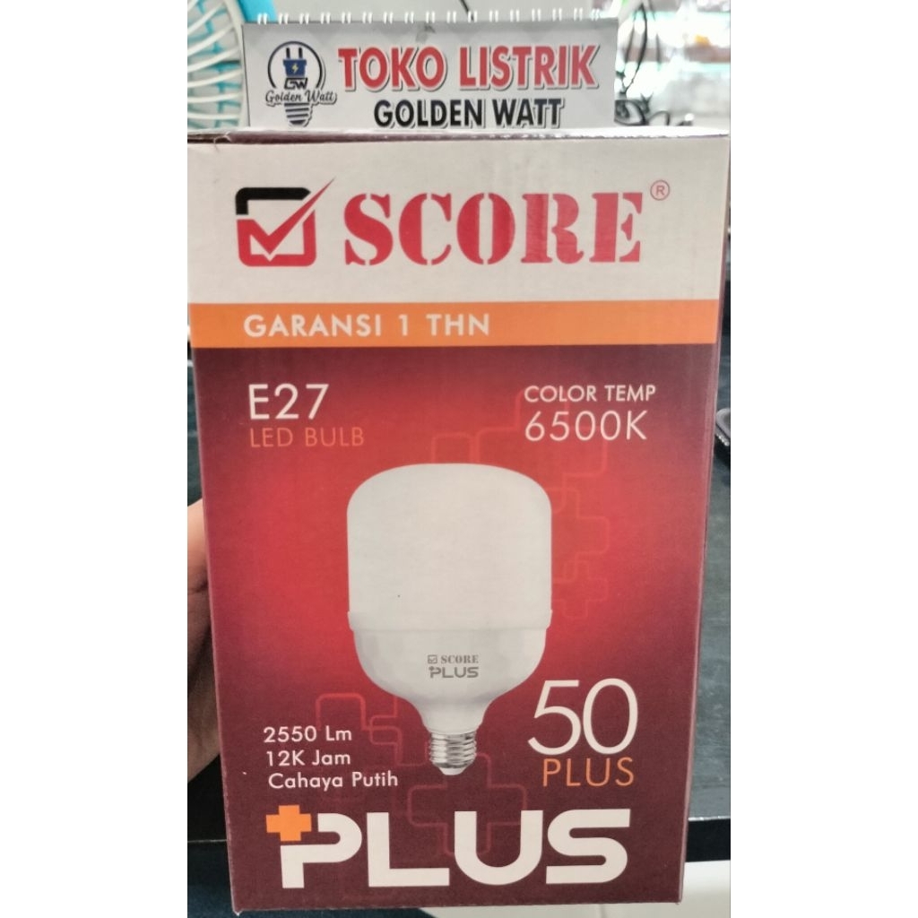 SCORE Plus 50 Watt/Lampu Score Plus 50 Watt LED BULB Cahaya Putih 6500K/Lampu Score Plus