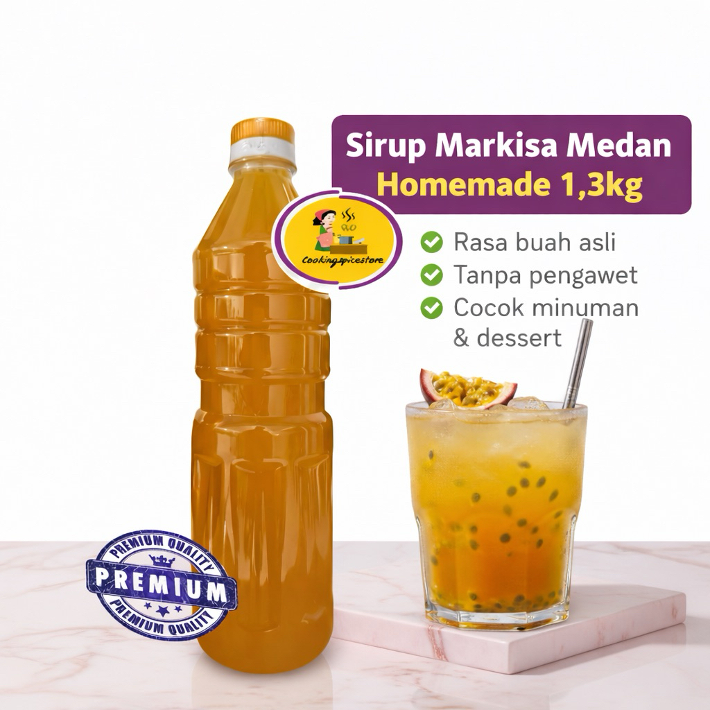 Sirup Markisa Asli Medan 1.3Kg Homemade Premium | Sirup Buah Markisa Segar Asli 100% Tanpa Pengawet