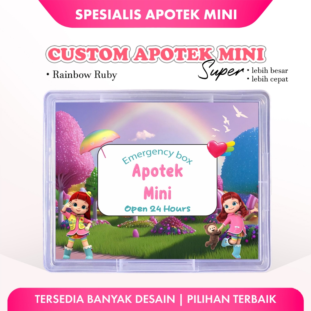 Apotek Mini Custom Box Super Stiker Hadiah Karakter Tema - Rainbow Ruby