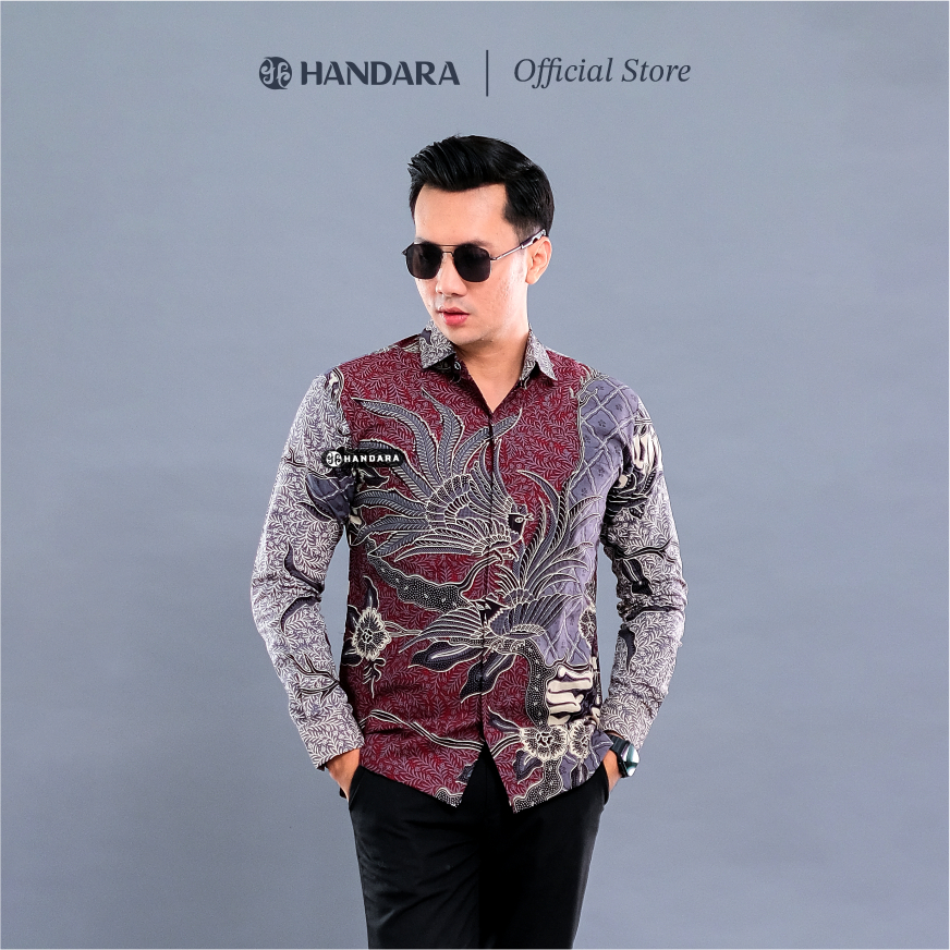 Batik Handara - Jatiasmoro Burgundy Kemeja Pria Furing Erro