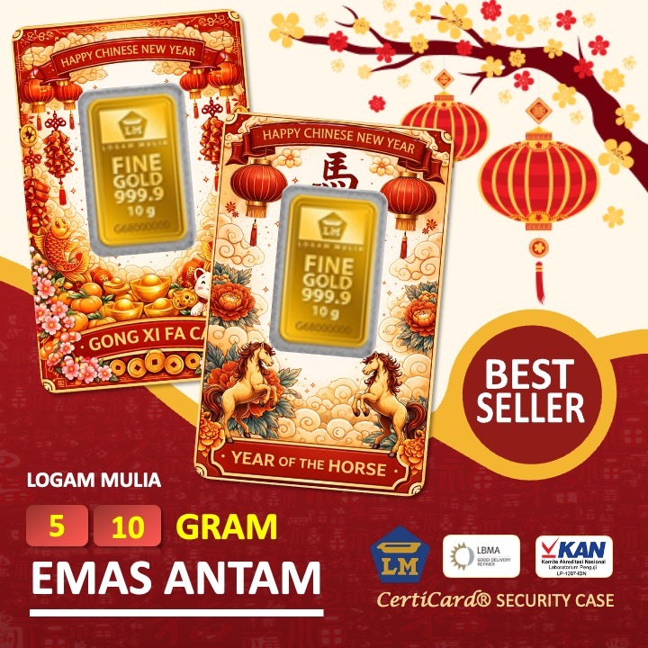 LM Logam Mulia Emas Antam 5 gr 10 gr gram Kado Imlek Chinese New Year Gift Gong Xi Fa Cai