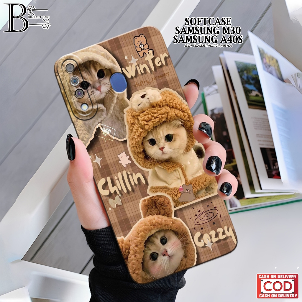 Case Samsung M30 / A40s Terbaru - Fashion Case  Kucing - Casing Samsung M30 / A40s - Silikon Pro Cam