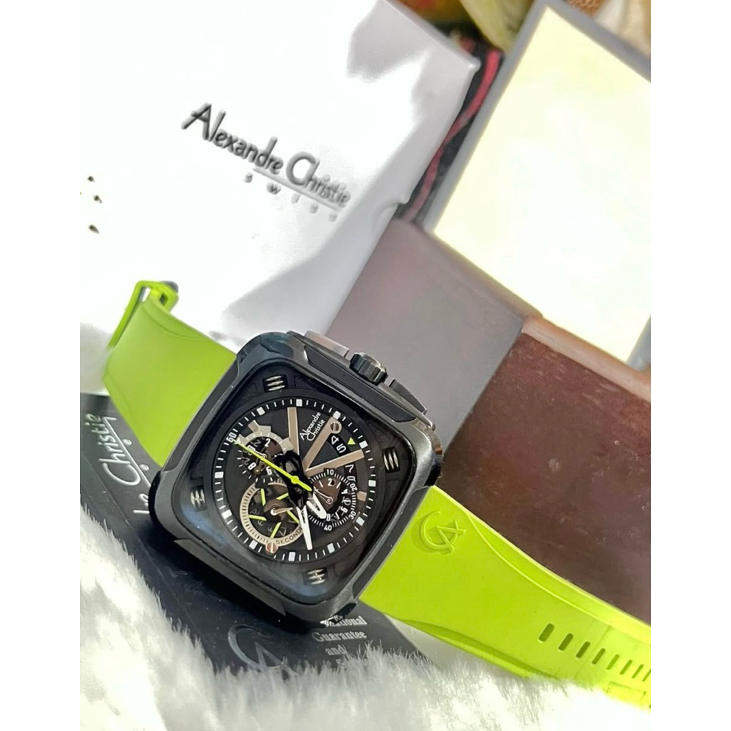Dijual Jam Tangan Sporty Alexandre Christie, AC 6577 MC Rubber Hijau