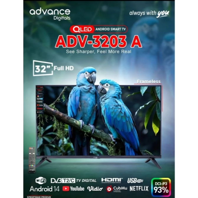 ADVANCE DIGITAL LED TV 32 INCH ANDROID 14 QLED ADV-3203A