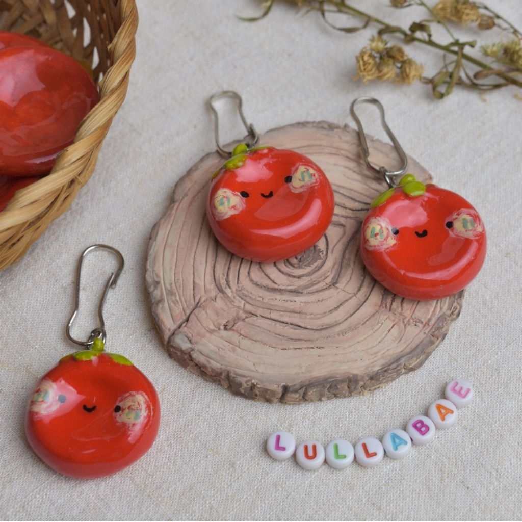 tomato worry stone keychain
