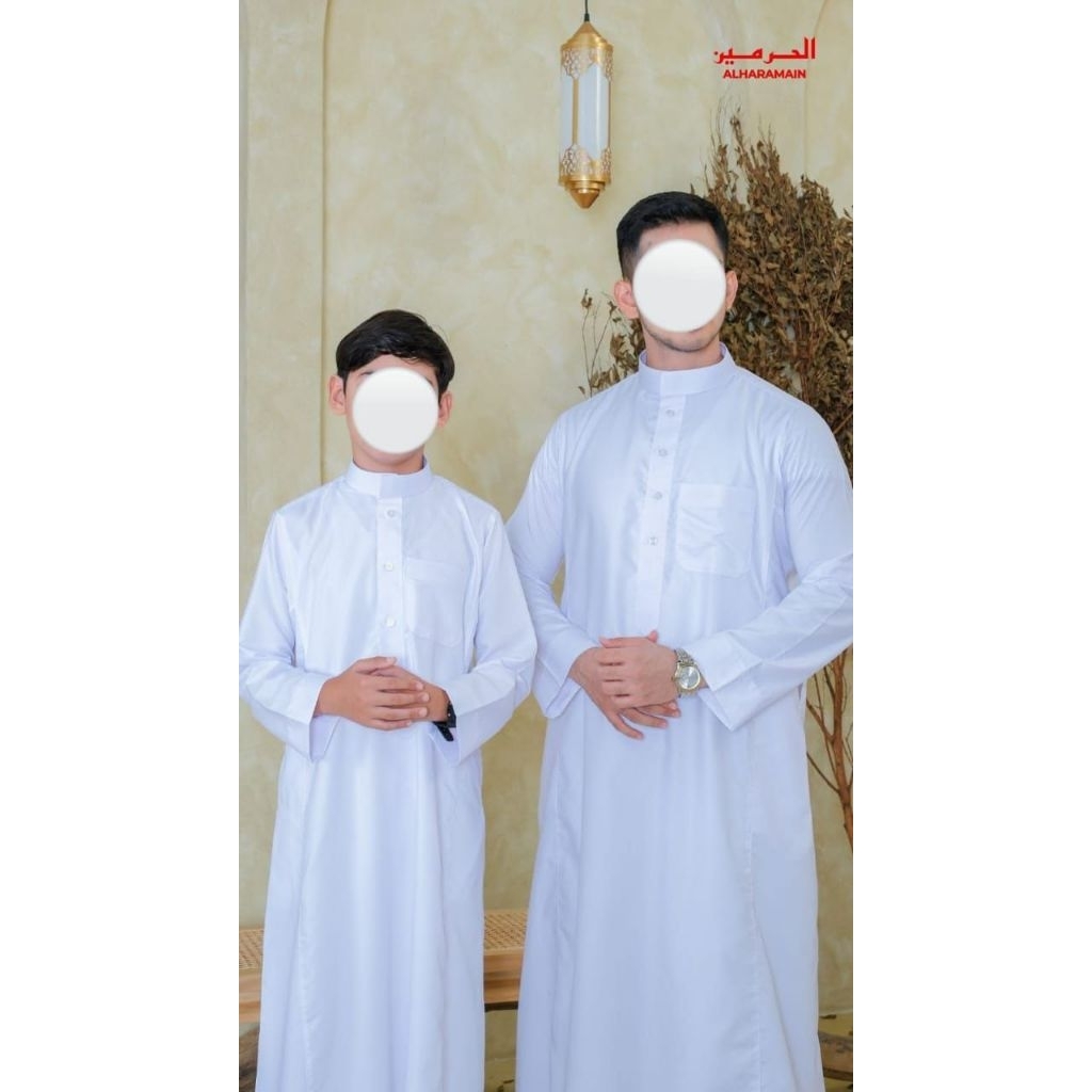 JUBAH ALHARAMAIN PUTIH KATUN VIET ORIGINAL GAMIS PRIA PREMIUM