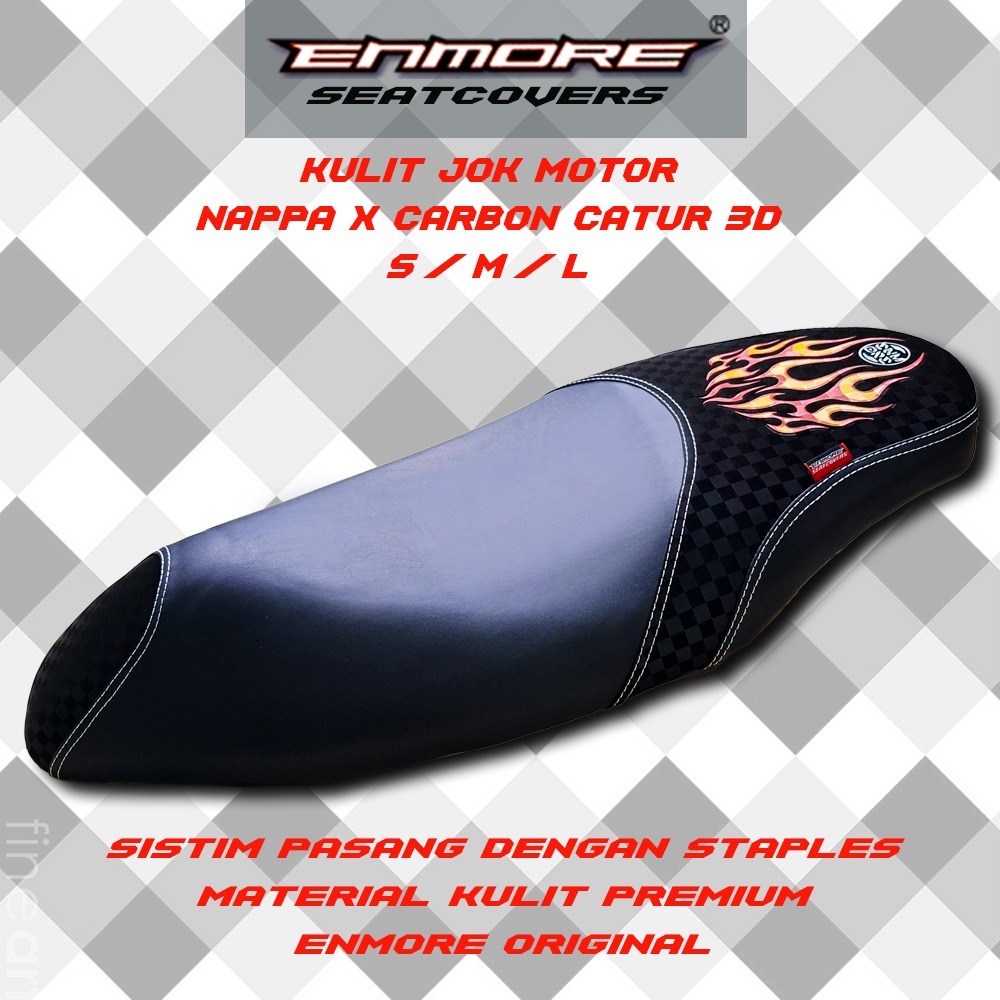 Sarung Cover Kulit Jok Motor Enmore Orginal Minimalis Elegan Motif Kulit Nappa Catur 3D Nmax Vario S