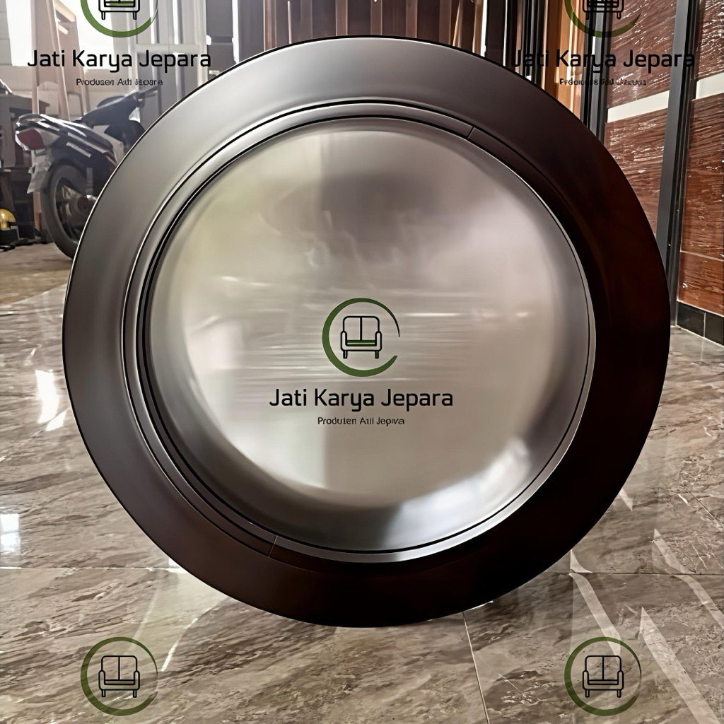 Kusen Jendela Bundar 50cm 12x6cm Salak Tua Minimalis Kayu Jati Solid untuk Desain Rumah Modern