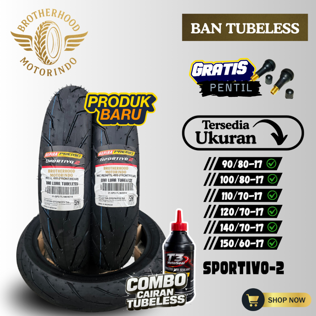 BAN ASPIRA TUBELES SPORTIVO 2 (90/80-17 / 100/80-17 / 110/70-17 / 120/70-17 / 140/70-17 / 150/90-17)