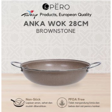 Pero Anka Biogranite 2 wok 28cm Handle Anti Lengket / Wajan Masak Anti Lengket Lapis Biogranite / Wo