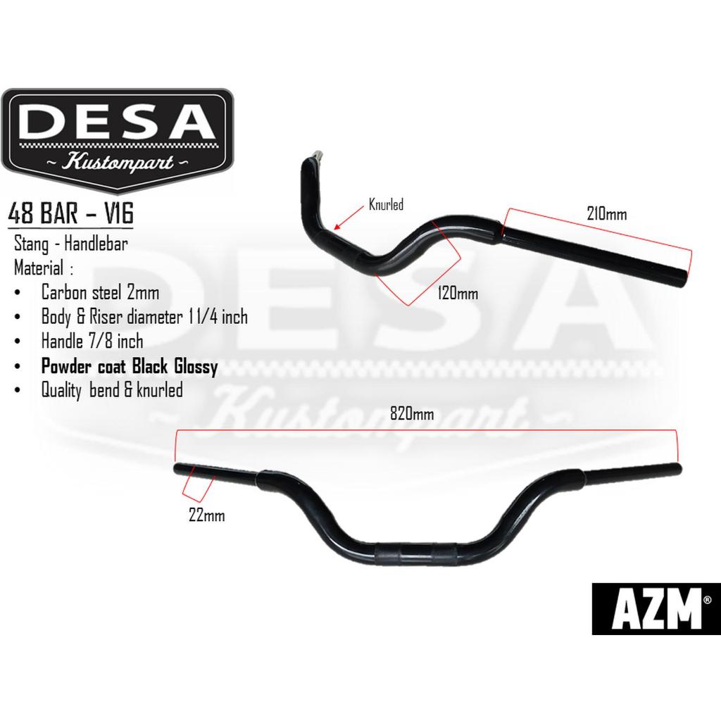 STANG CUSTOM STANG MOTOR STANG SM V16 SM V 16 STANG V16 48 BAR HITAM ASLI