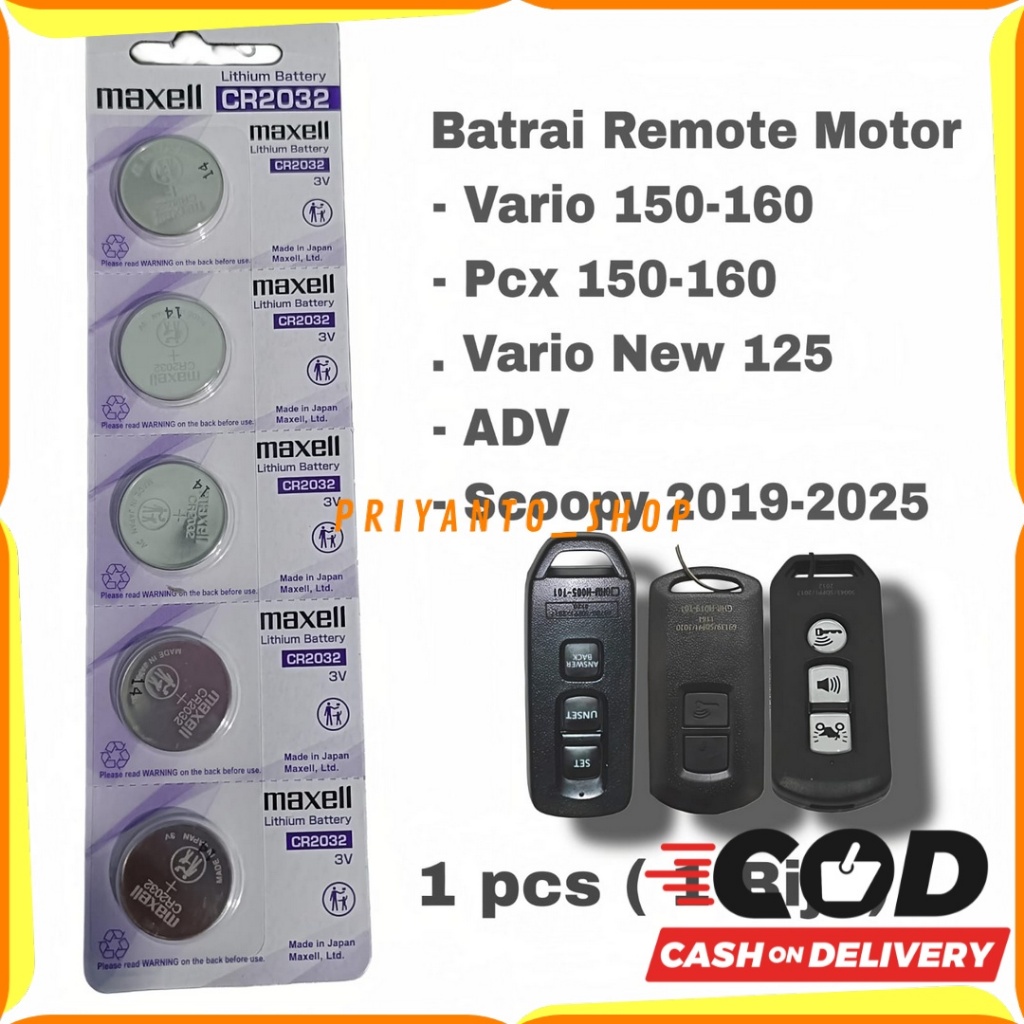 ORIGINAL baterai CR2032 Lithium 3V baterai remot keyles motor PCX 160 ADV 150 PCX 150 SCOOPY VARIO 1