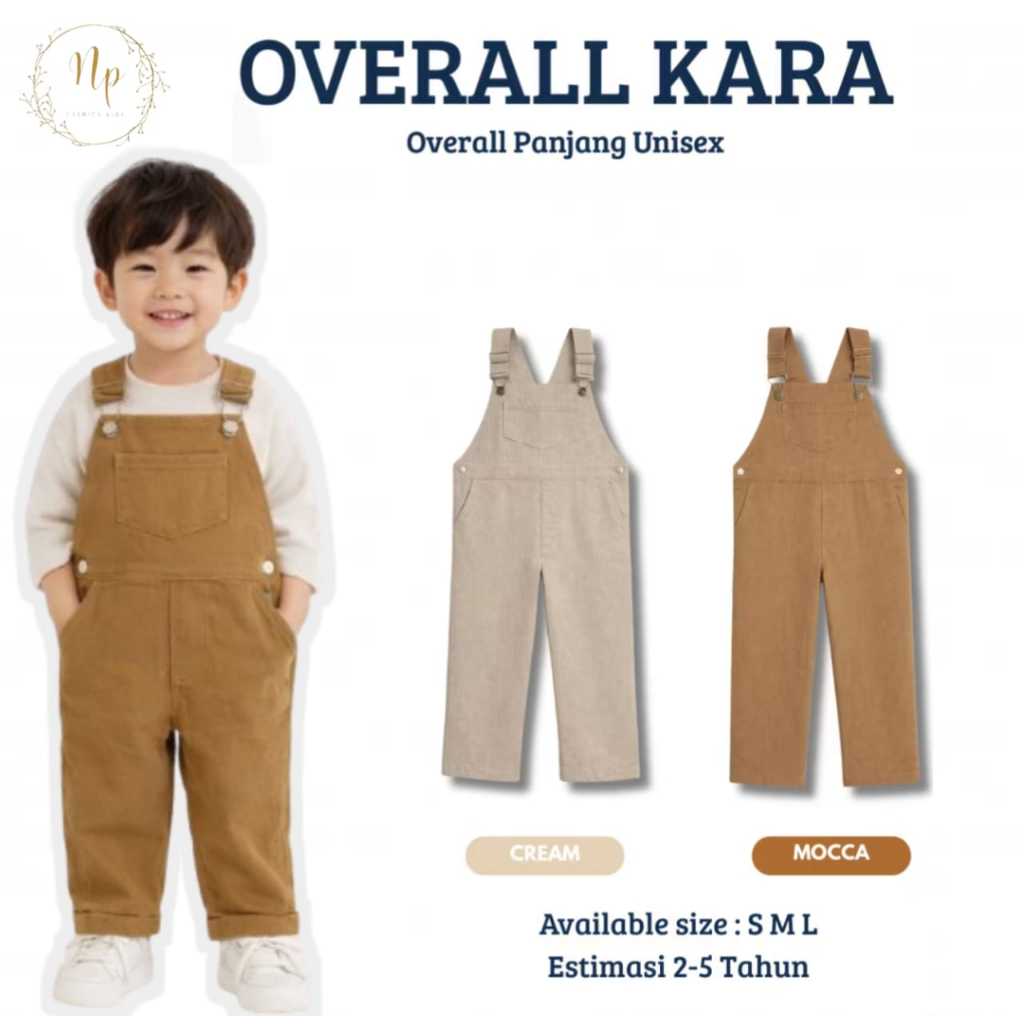 OVERALL KARA Overall Anak  Jumpsuit Anak Laki-Laki Dan Perempuan Overall Panjang Anak 2-5 Tahun