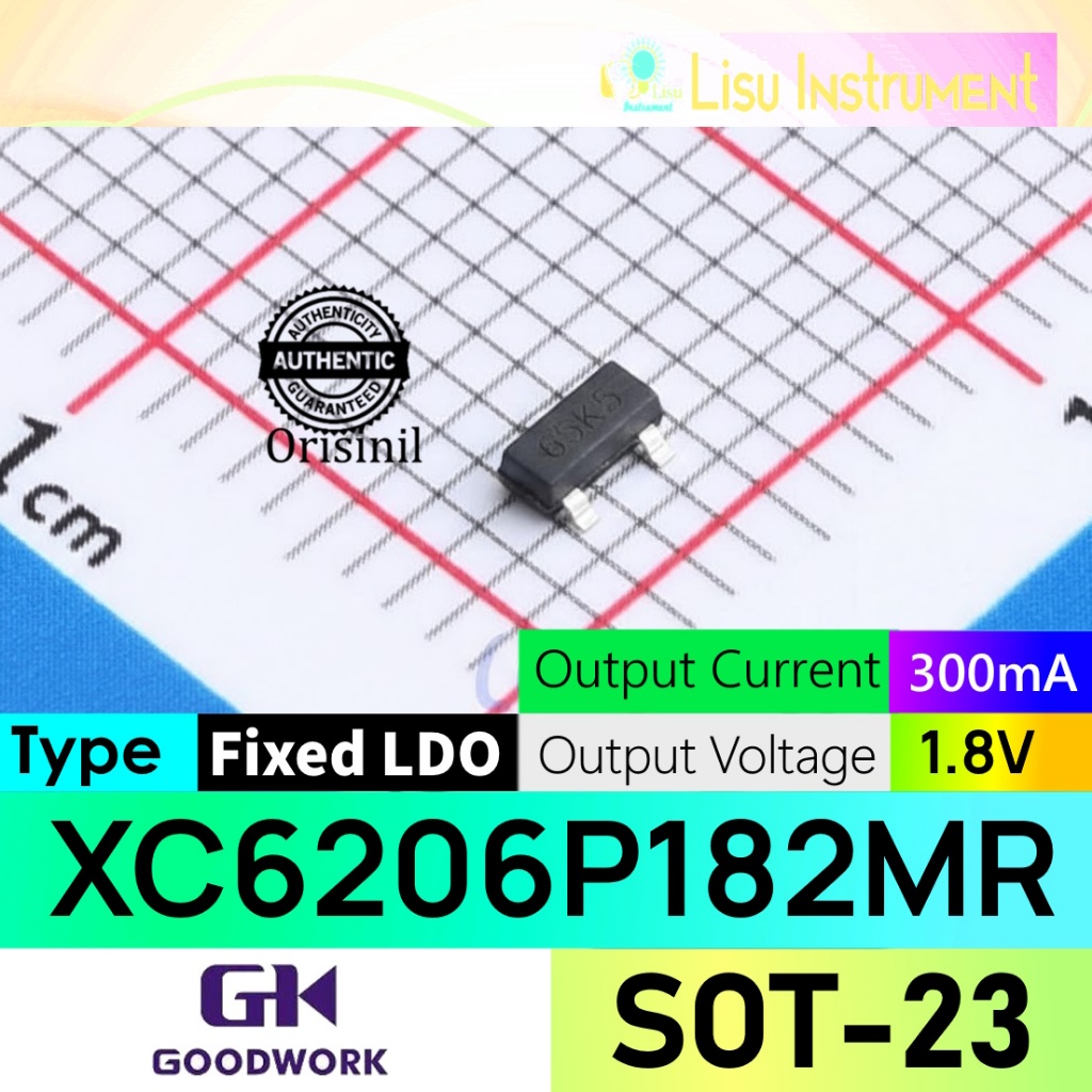 XC6206P182MR 300mA FIXED 1.8V Voltage Regulator 65K5 SOT-23 GOODWORK