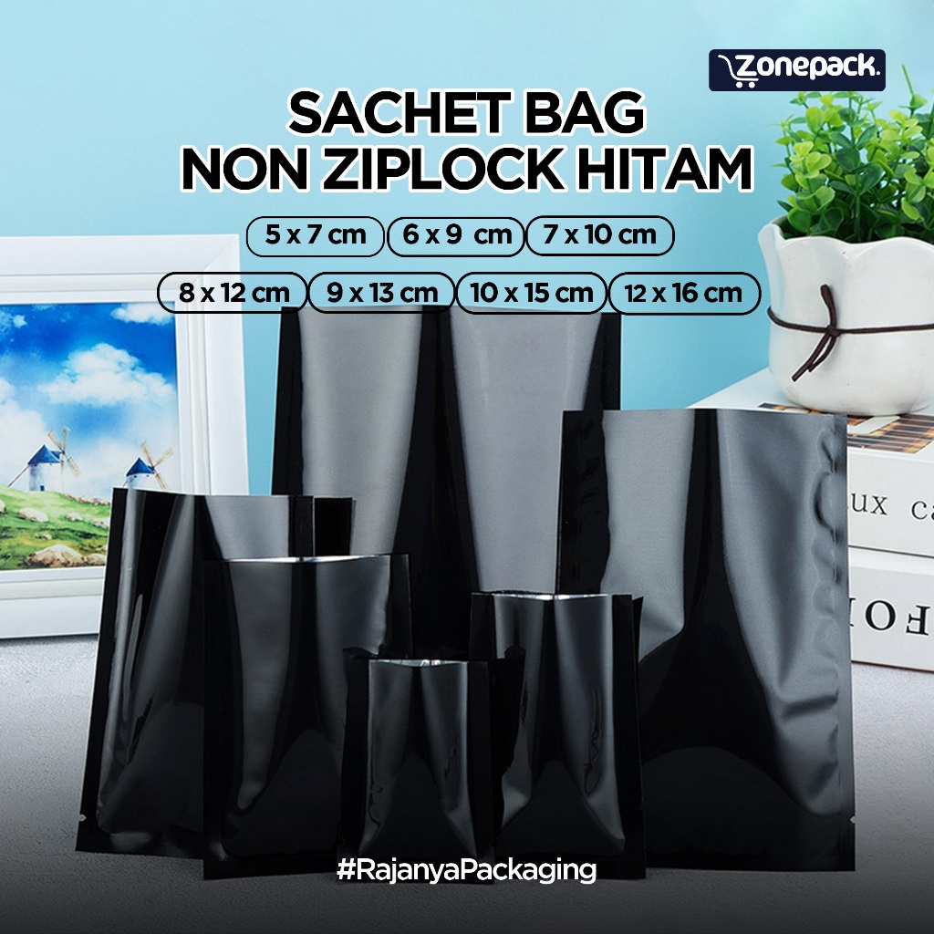 Plastik Sachet Saset Alumunium Foil Non Ziplock Warna Hitam| Kemasan Sambal Bubuk Kopi Snack Masker 