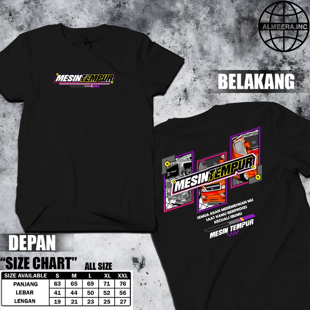 Kaos Racing Mesin Tempur - Baju Distro Racing Pria Wanita Sablon DTF Print Depan Belakang Bahan Halu