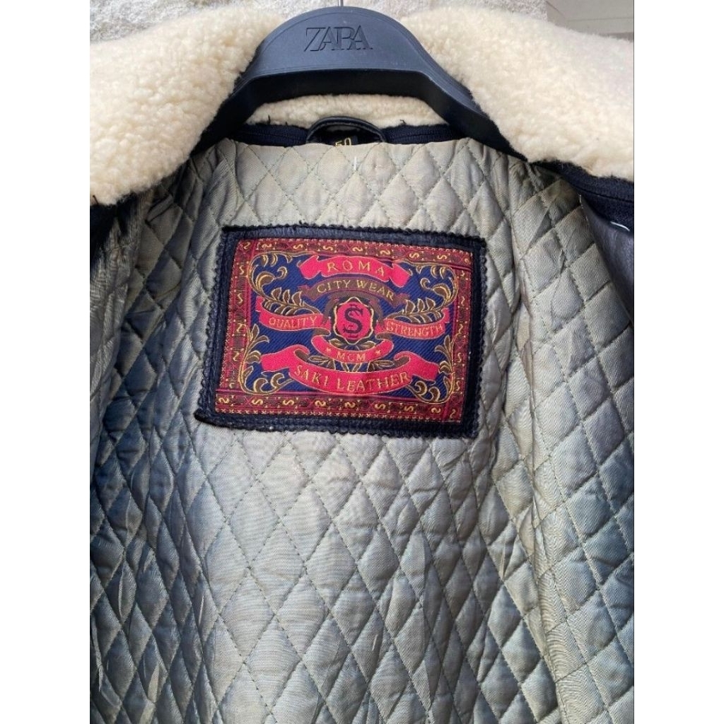 Saki Leather vintage McM Jacket kerah Sherpa (bisa dilepas)
