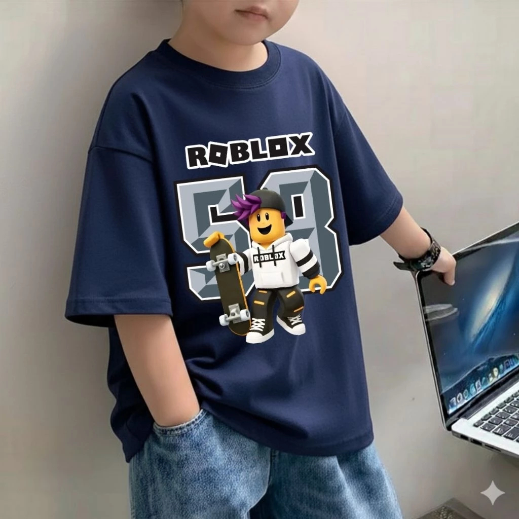 TEEFORME Baju Kaos ROBLOX NUMBER 58 Anak dan Remaja Laki-Laki Perempuan 4-14 Tahun I Atasan Kids Len