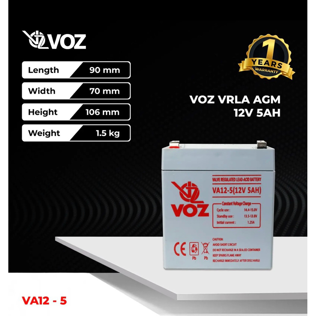 BATTERY KERING VOZ 12V 5AH AKI KERING BATERAI UPS 12V 5AH AKI KERING FOR UPS