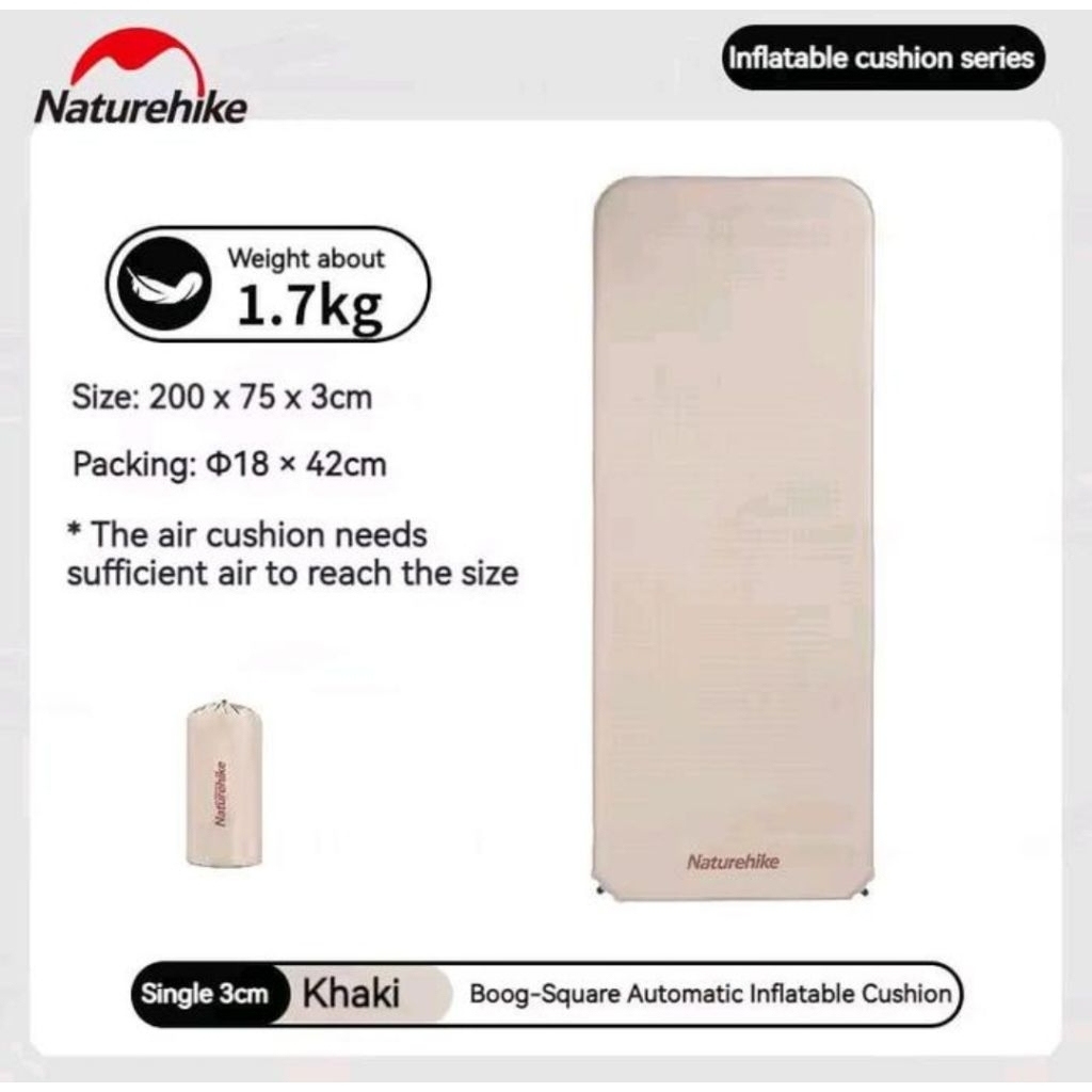 MATRAS LIPAT SQUARE SELF INFLATABLE SLEEPING PAD NATUREHIKE NH20DZ002