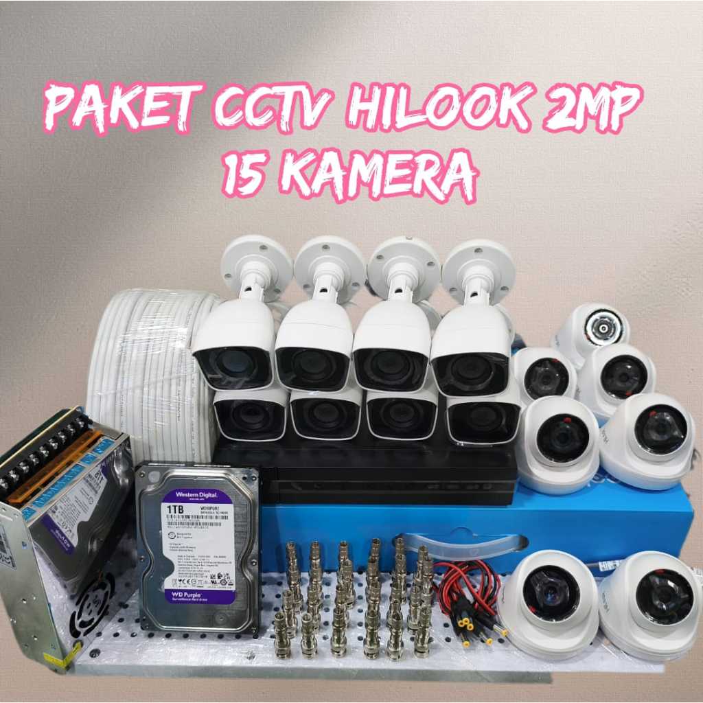Paket kamera cctv Hilook Turbo HD 15 kamera