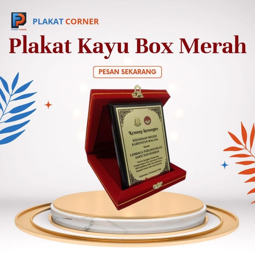 PLAKAT KAYU BOX MERAH || plakat kayu murah custom | plakat kayu kenang-kenangan kkn | vandel kayu bo
