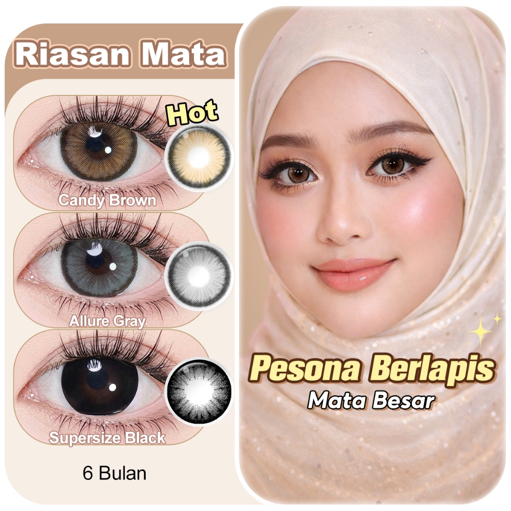 [0.00~-6.00] Magister Softlens Minus Diamond Soflen Minus Soflens 14.5mm Allure Gray Candy brown