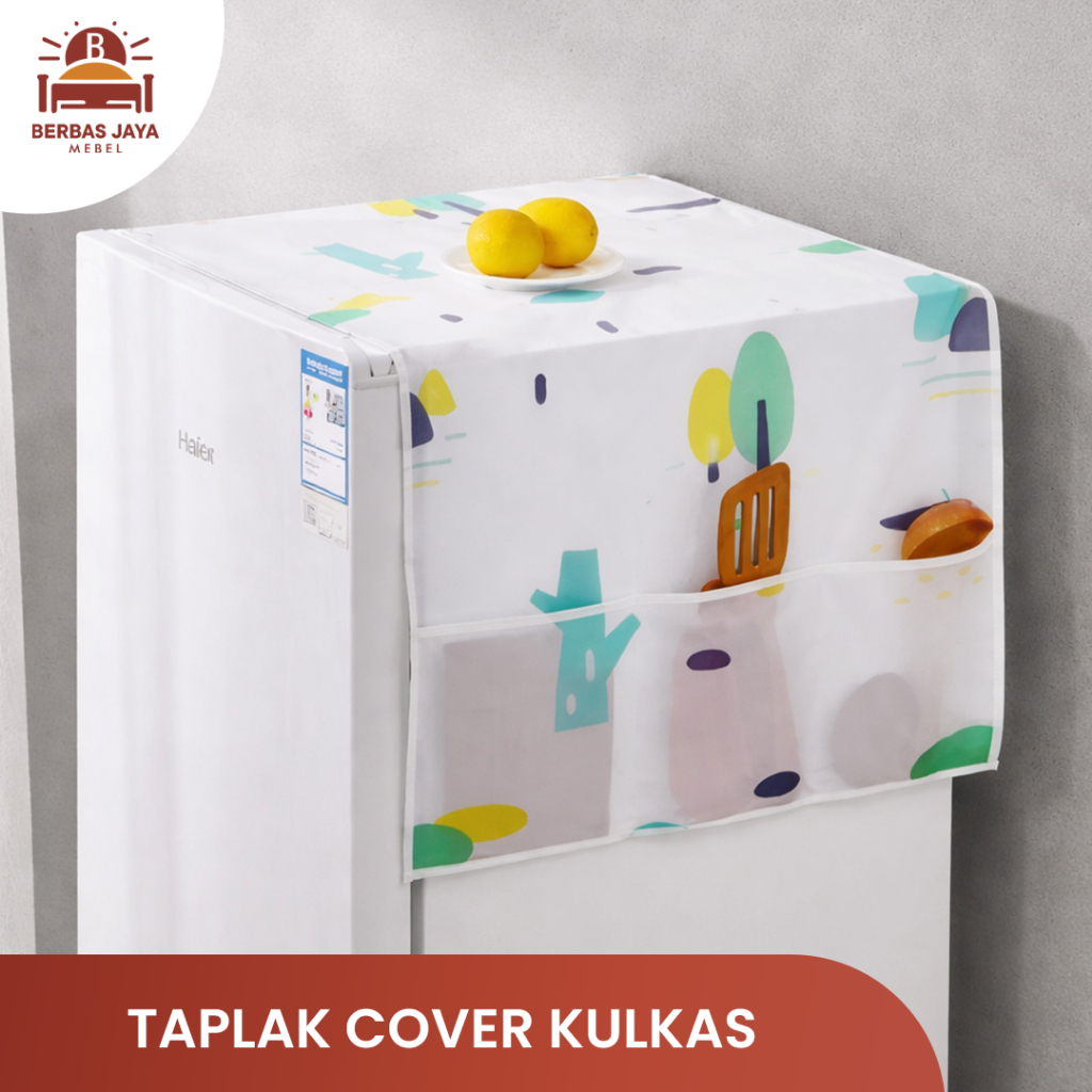 Taplak Cover Kulkas Besar 2 Pintu Bahan PEVA Tebal Premium Waterproof Sarung Pelindung Atap Kulkas