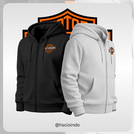 Jaket Motor HSCLO XS-5XL HARLEY DAVIDSON Motorcycles Moge Hoodie Zipper Bahan Katun Zipper Hitam Uku