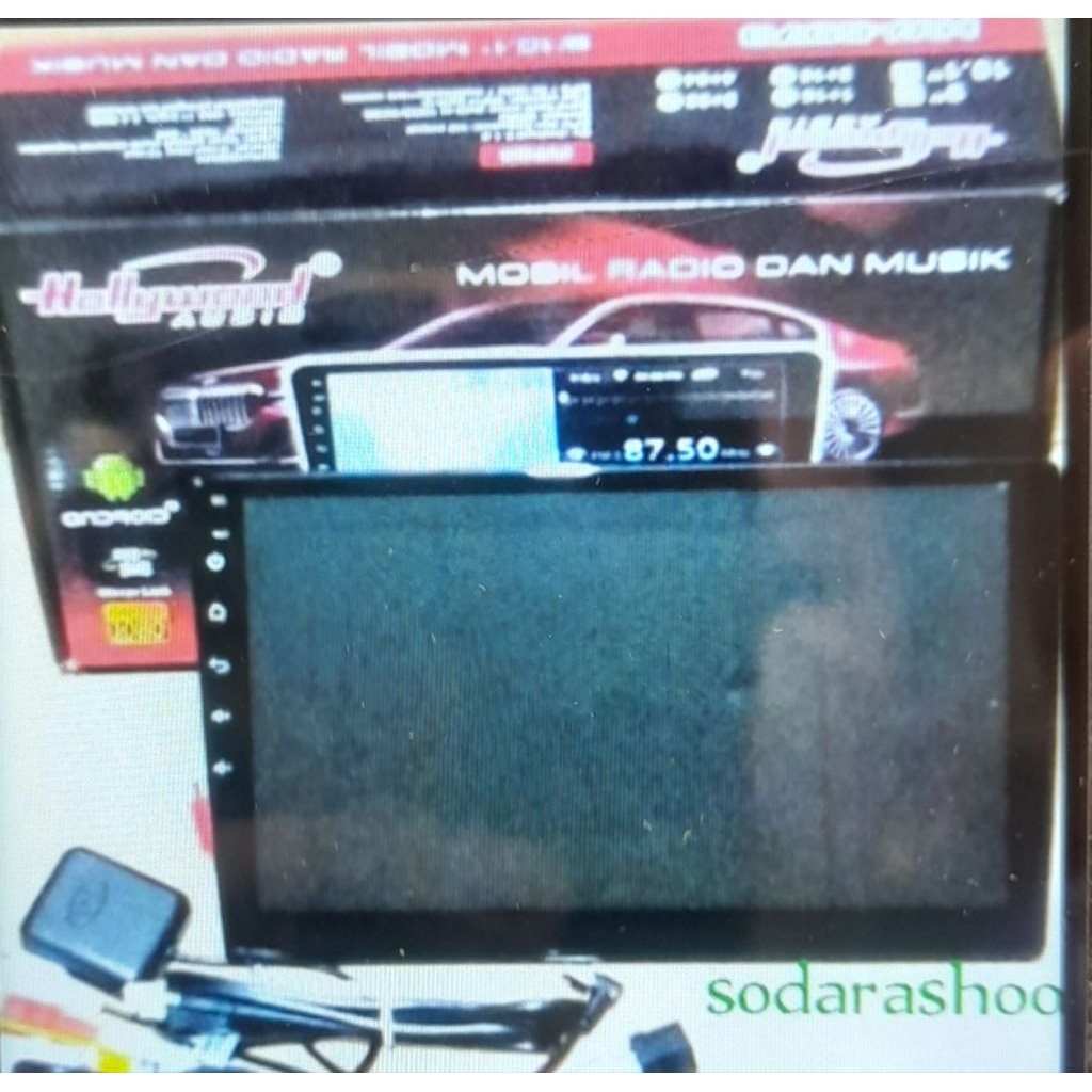 Double din android 10 inch hollywood ram 2 H-w6973 bagus belkualitas