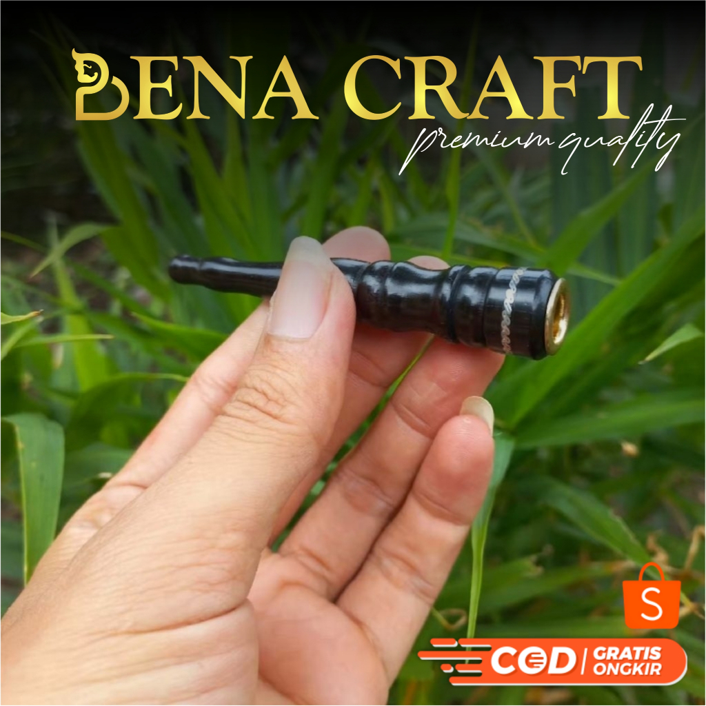 Once Pipa Cangklong Kayu Kelor Hitam Profil Timah Lengkung Antik Elegan