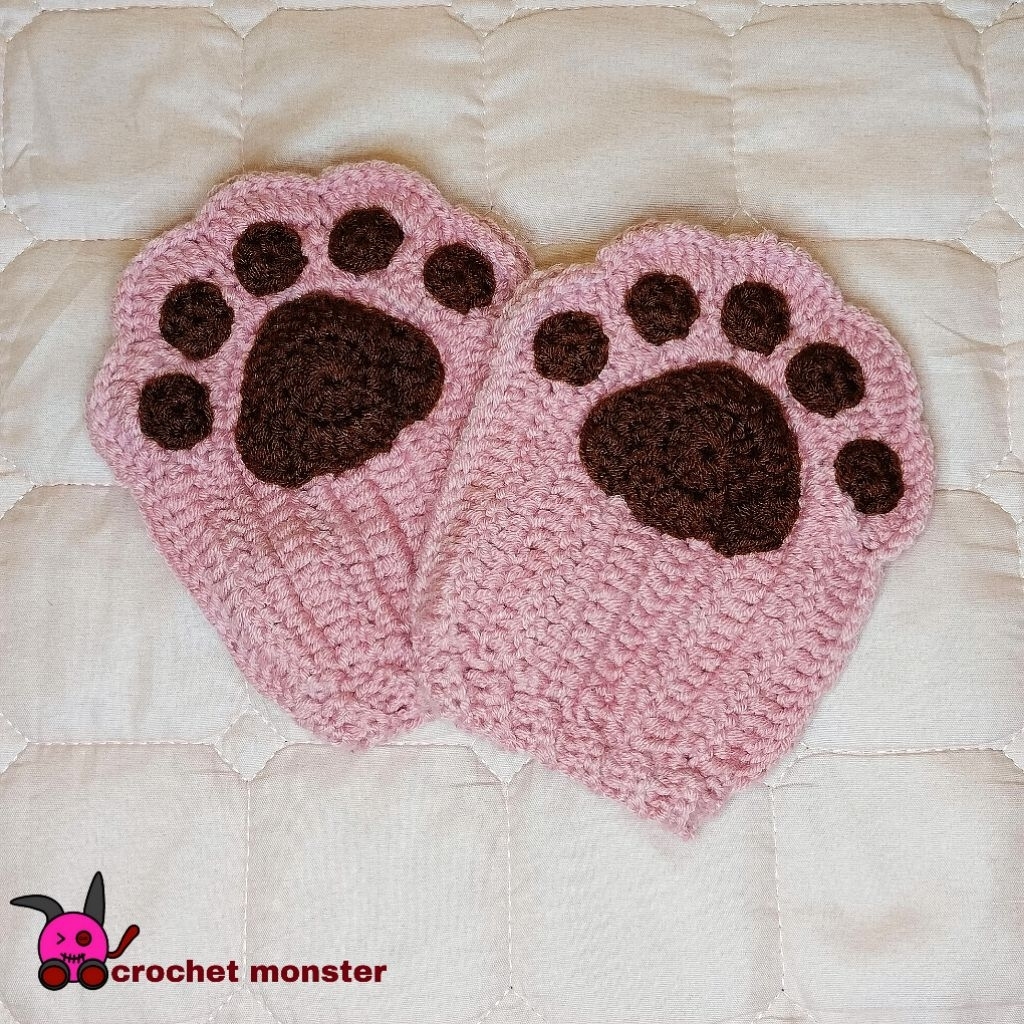 crochet cat paw fingerless gloves | sarung tangan rajut