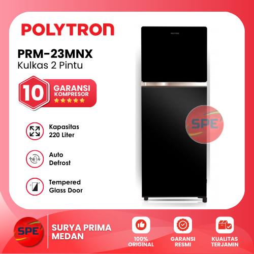 KULKAS 2 PINTU POLYTRON KAPASITAS 220 LITER PRW 23MNX / PRW 23MNR GARANSI RESMI (MEDAN)