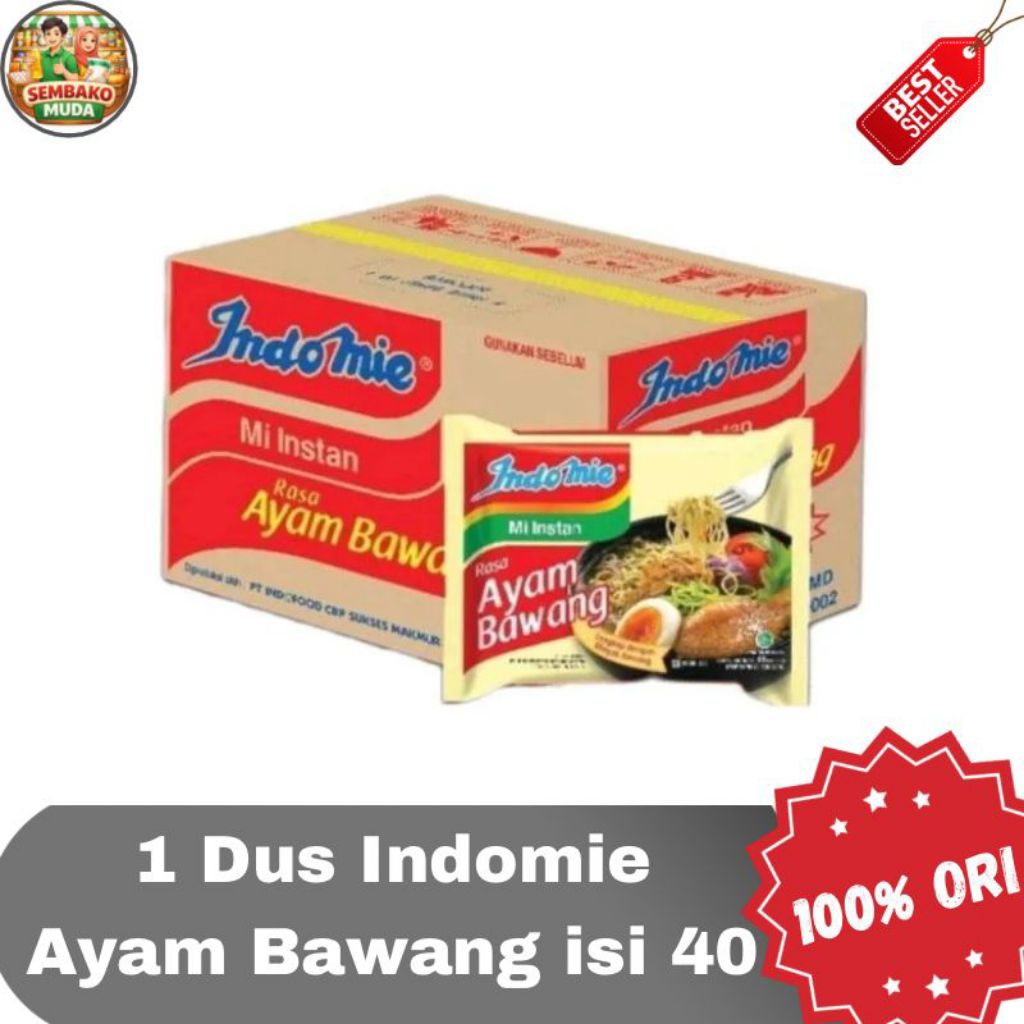 Indomie Ayam Bawang 1 Dus Isi 40 / Indomie Rebus Bestseller Ayam Bawang 1 dus