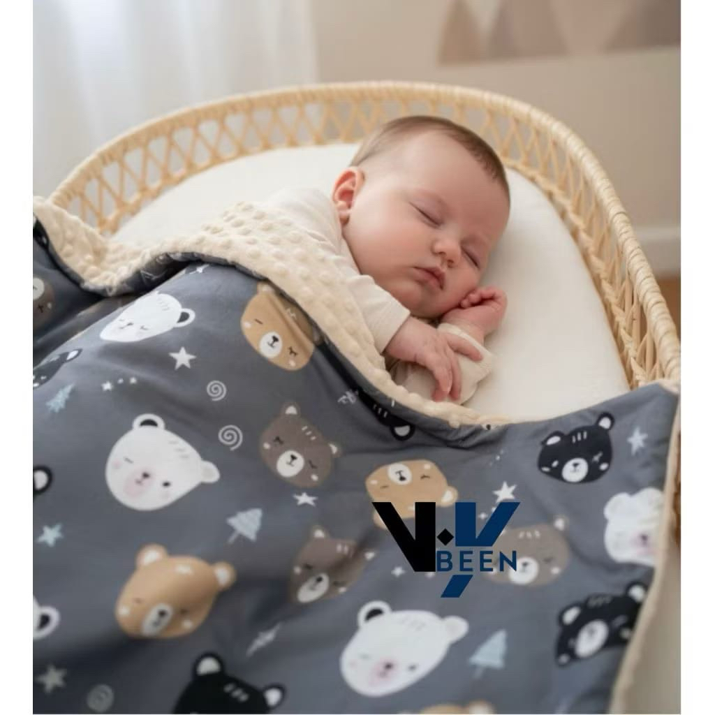 Selimut Bayi Minky Dot Korea Minky Stitches Cotton Dot Muslin Jepang Bambo Motif Premium