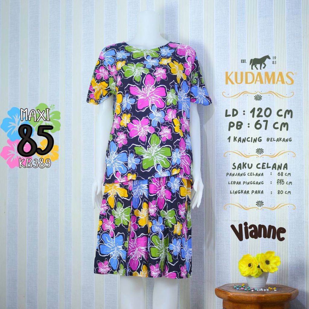 Setelan Maxi 85 dan RC 75 JUMBO Batik Kudamas LD 120-130 cm  | Setelan Celana Pendek Lengan Pendek