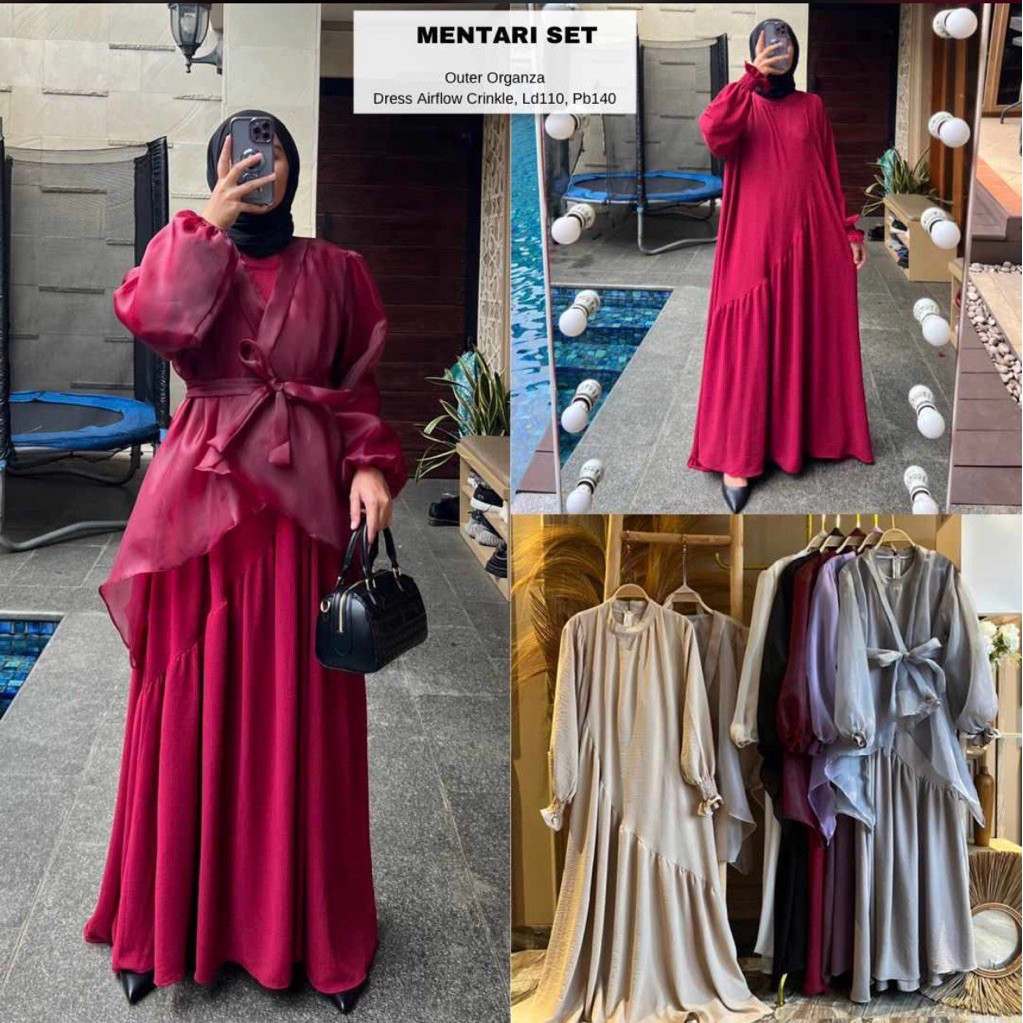 GAMIS POLOS OUTER LEPASAN GAMIS BAHAN CRINGKEL OUTER ORGANZA LEPASAN