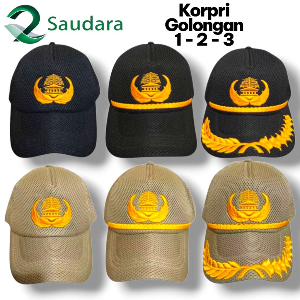 Topi Korpri Bahan Doublemes Golongan 1/2/3 - Topi Pns Bordir - Topi Dinas Pns Bordir - Topi Korpri l