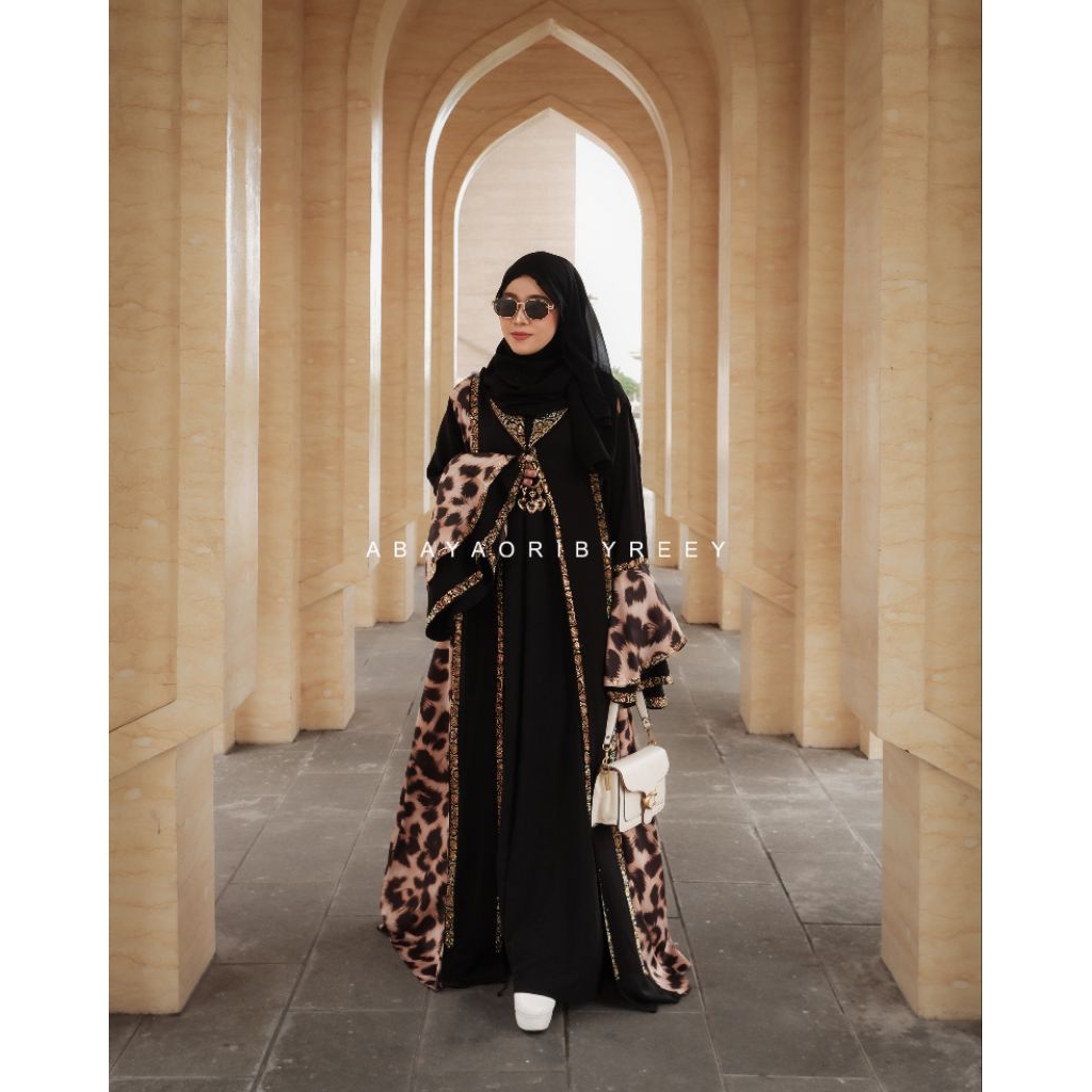 Abaya zayba Mesir motif leopard serut