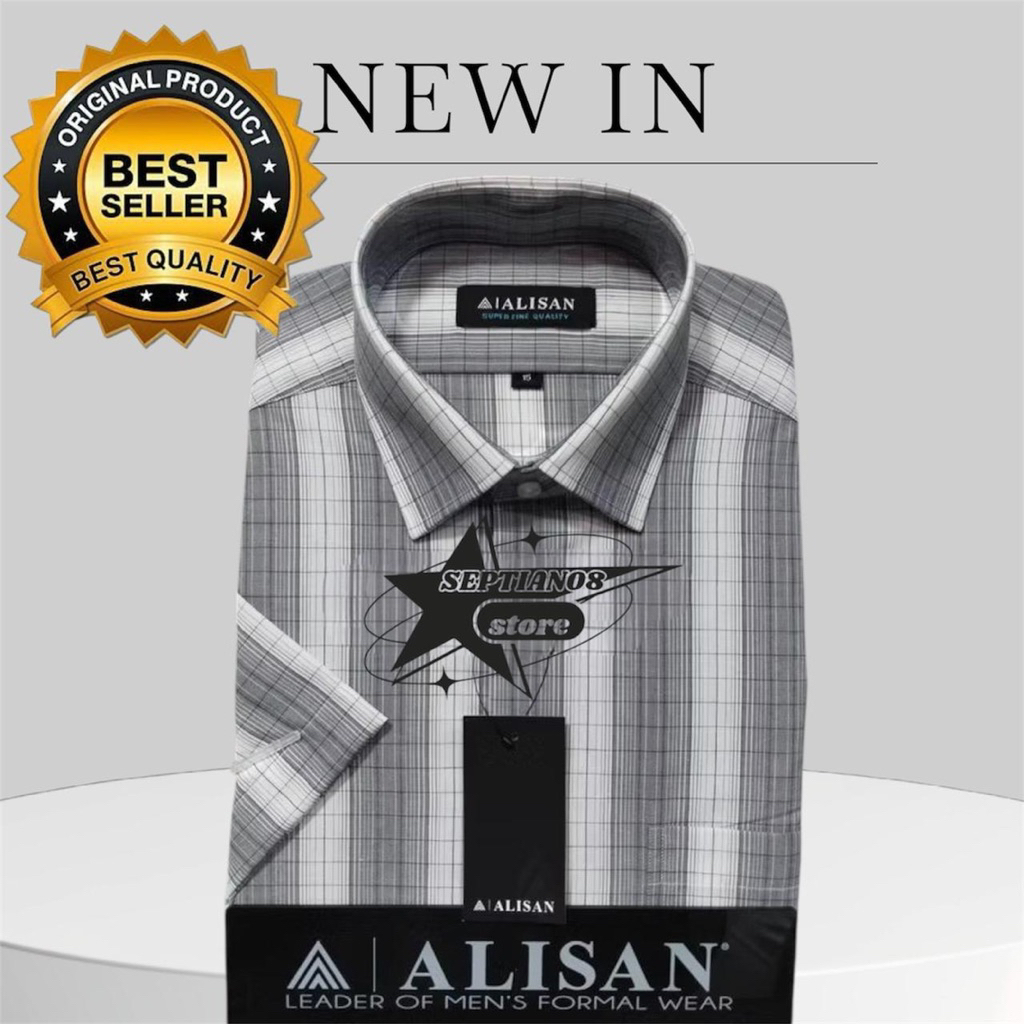 (ALISAN) original kemeja motif kotak premium baju alisan salur reguler